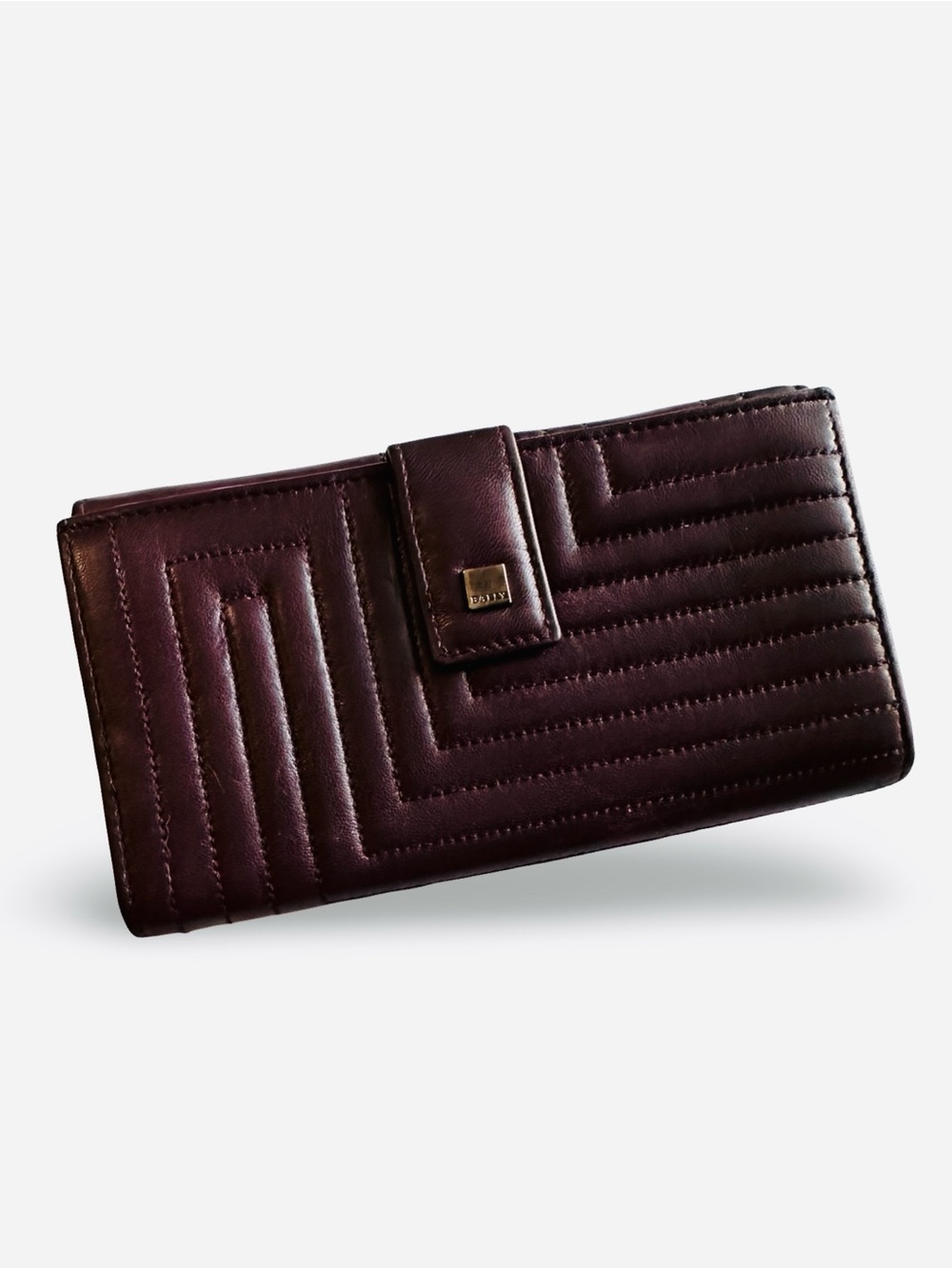 Bally Quilted Leather Long Wallet - Deep Burgundy